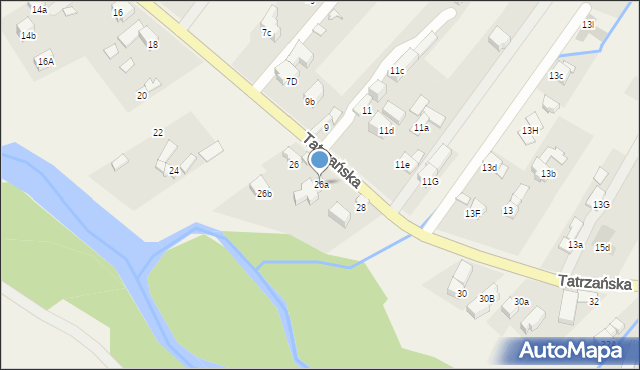 Poronin, Tatrzańska, 26a, mapa Poronin