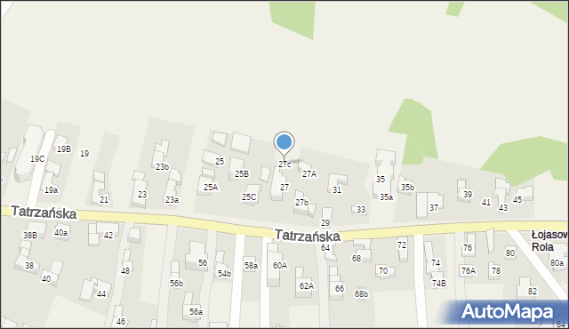 Poronin, Tatrzańska, 27c, mapa Poronin