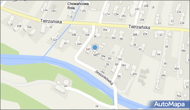 Poronin, Tatrzańska, 34D, mapa Poronin