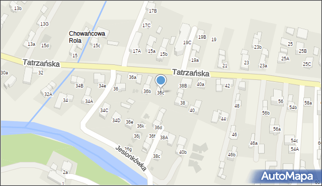 Poronin, Tatrzańska, 36c, mapa Poronin