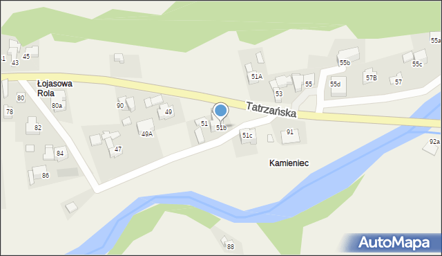 Poronin, Tatrzańska, 51b, mapa Poronin