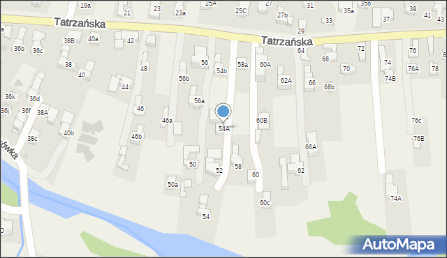 Poronin, Tatrzańska, 54A, mapa Poronin