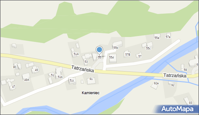 Poronin, Tatrzańska, 55, mapa Poronin
