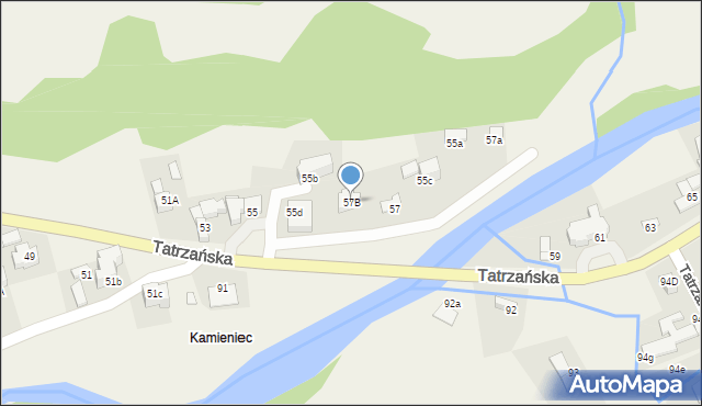 Poronin, Tatrzańska, 57B, mapa Poronin