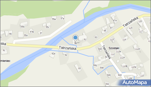 Poronin, Tatrzańska, 59, mapa Poronin