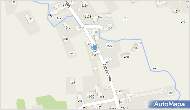 Poronin, Tatrzańska, 96, mapa Poronin
