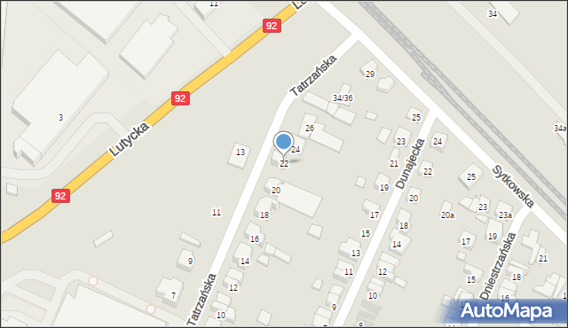 Poznań, Tatrzańska, 22, mapa Poznania