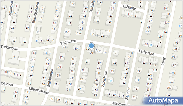Pruszków, Tadeusza, 29, mapa Pruszków