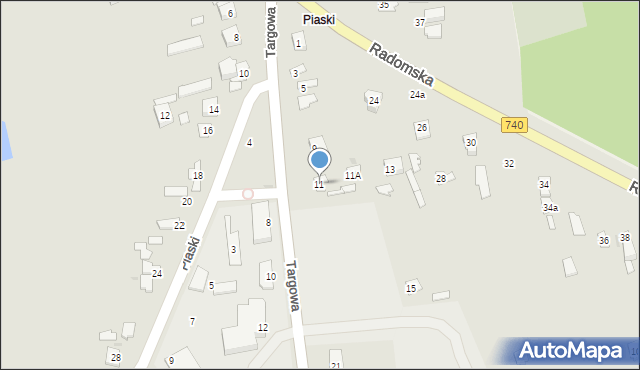 Przytyk, Targowa, 11, mapa Przytyk