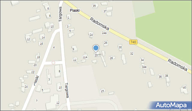 Przytyk, Targowa, 13, mapa Przytyk