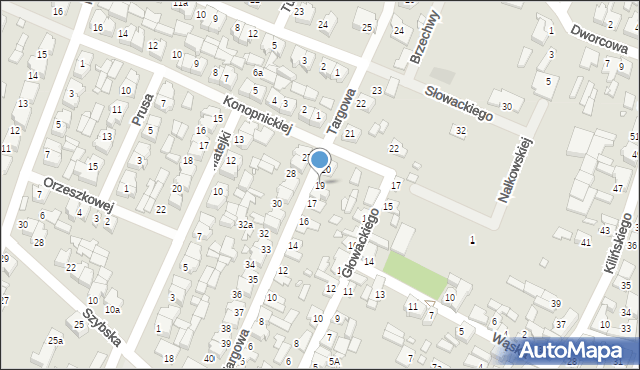 Pyzdry, Targowa, 19, mapa Pyzdry
