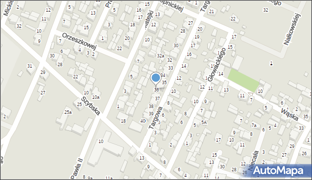 Pyzdry, Targowa, 36, mapa Pyzdry