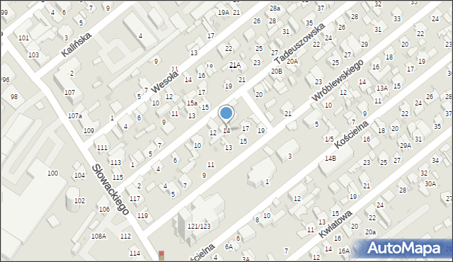 Radom, Tadeuszowska, 14, mapa Radomia