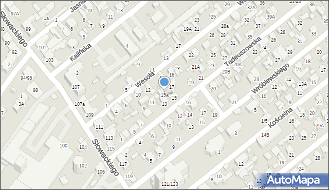 Radom, Tadeuszowska, 15a, mapa Radomia