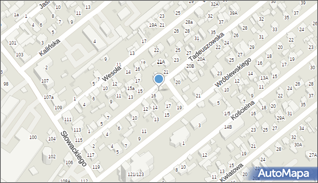 Radom, Tadeuszowska, 18, mapa Radomia