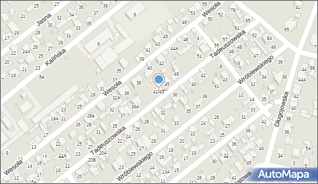 Radom, Tadeuszowska, 41/43, mapa Radomia