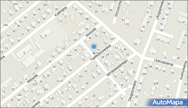 Radom, Tadeuszowska, 55, mapa Radomia