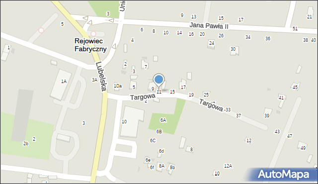 Rejowiec Fabryczny, Targowa, 11, mapa Rejowiec Fabryczny
