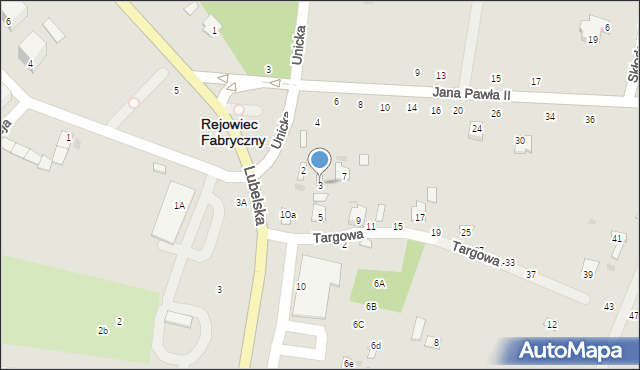 Rejowiec Fabryczny, Targowa, 3, mapa Rejowiec Fabryczny