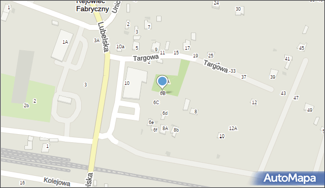 Rejowiec Fabryczny, Targowa, 6B, mapa Rejowiec Fabryczny
