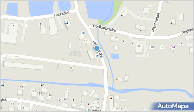 Ryglice, Tarnowska, 15, mapa Ryglice