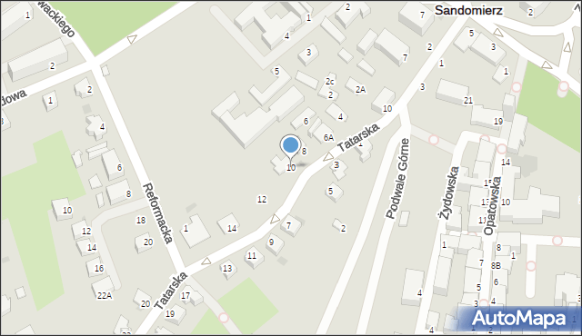 Sandomierz, Tatarska, 10, mapa Sandomierza