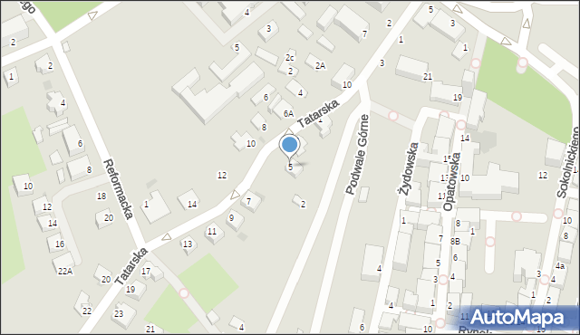 Sandomierz, Tatarska, 5, mapa Sandomierza