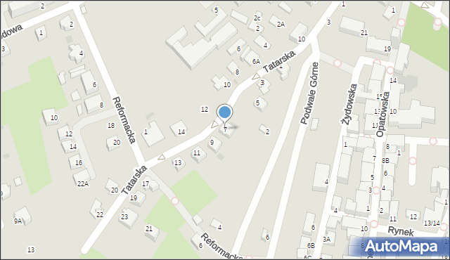 Sandomierz, Tatarska, 7, mapa Sandomierza