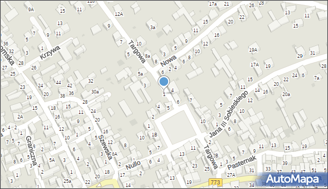 Skała, Targowa, 1, mapa Skała