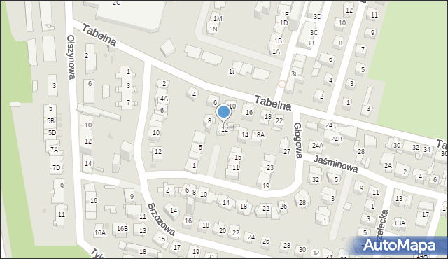 Sosnowiec, Tabelna, 12, mapa Sosnowca