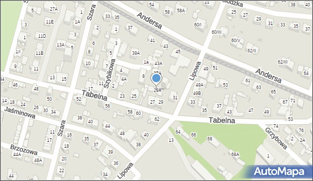 Sosnowiec, Tabelna, 29A, mapa Sosnowca