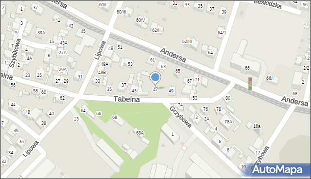 Sosnowiec, Tabelna, 47, mapa Sosnowca