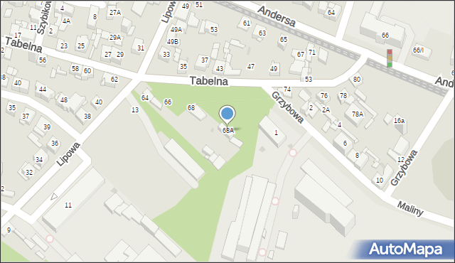 Sosnowiec, Tabelna, 68A, mapa Sosnowca