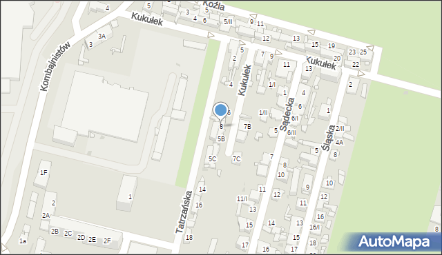 Sosnowiec, Tatrzańska, 8, mapa Sosnowca