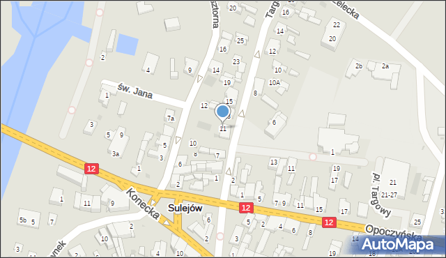 Sulejów, Targowa, 11, mapa Sulejów