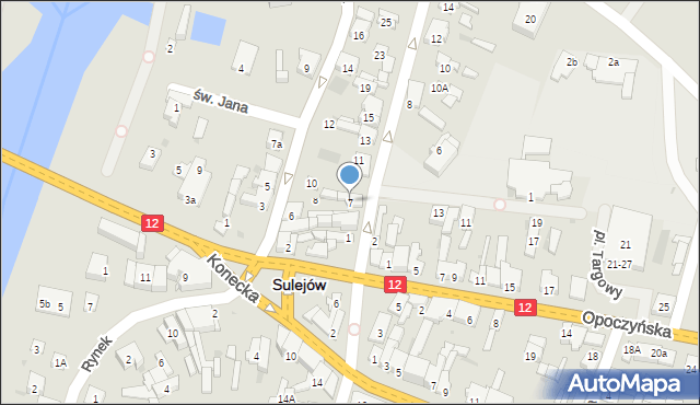Sulejów, Targowa, 7, mapa Sulejów