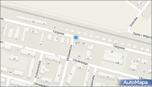 Świdnik, Targowa, 23, mapa Świdnika