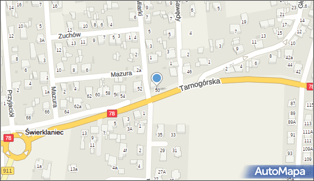 Świerklaniec, Tarnogórska, 50, mapa Świerklaniec