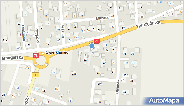 Świerklaniec, Tarnogórska, 7, mapa Świerklaniec
