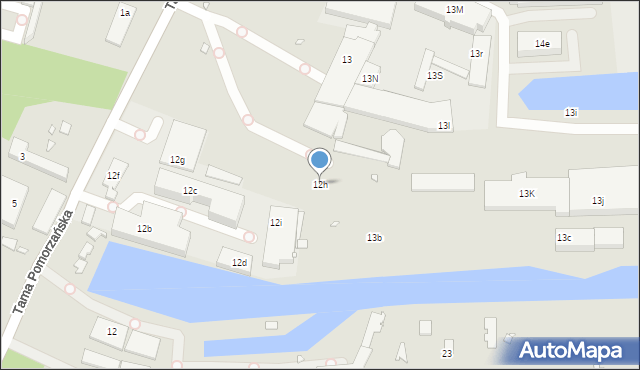 Szczecin, Tama Pomorzańska, 12h, mapa Szczecina