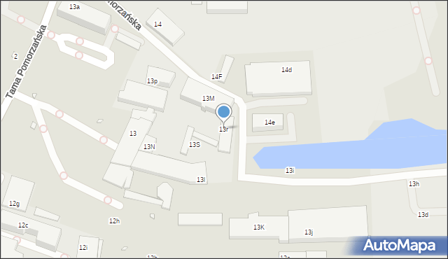 Szczecin, Tama Pomorzańska, 13r, mapa Szczecina