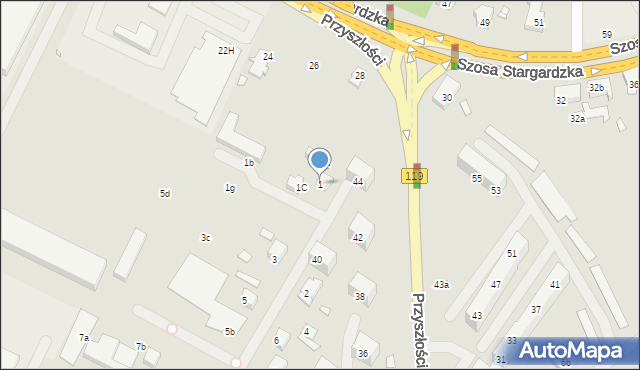 Szczecin, Tartaczna, 1, mapa Szczecina