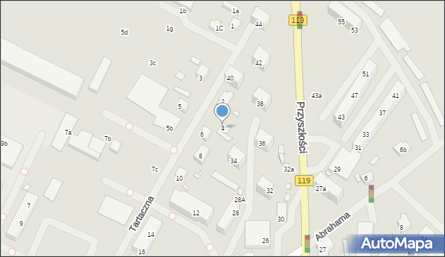 Szczecin, Tartaczna, 4, mapa Szczecina