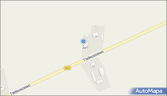 Tadeuszewo, Tadeuszewo, 14a, mapa Tadeuszewo