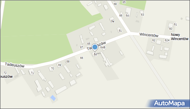Tadeuszów, Tadeuszów, 64, mapa Tadeuszów
