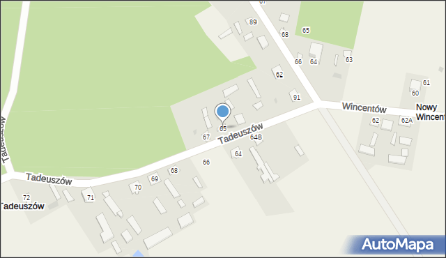 Tadeuszów, Tadeuszów, 65, mapa Tadeuszów