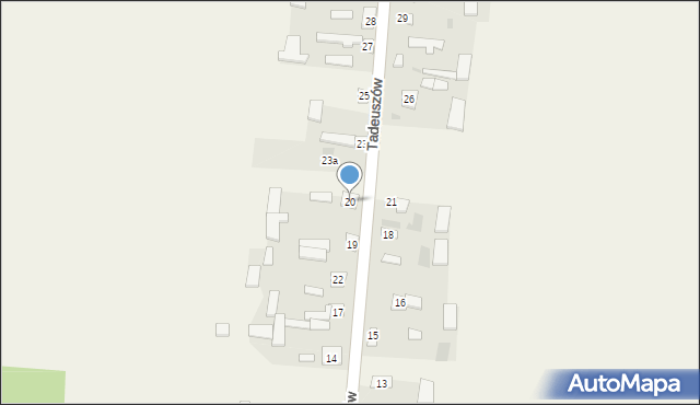Tadeuszów, Tadeuszów, 20, mapa Tadeuszów