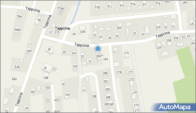 Tajęcina, Tajęcina, 30A, mapa Tajęcina