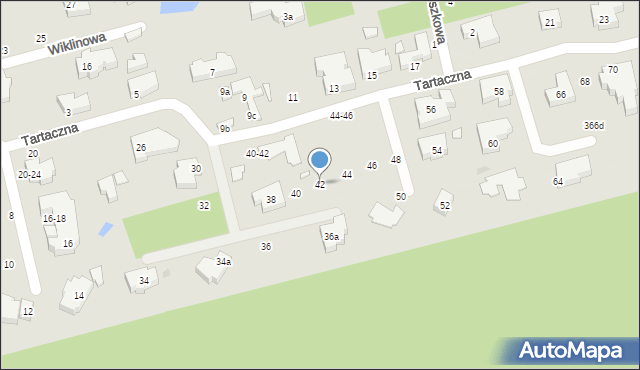 Toruń, Tartaczna, 42, mapa Torunia