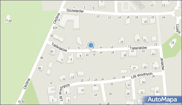 Toruń, Tataraków, 10-12, mapa Torunia